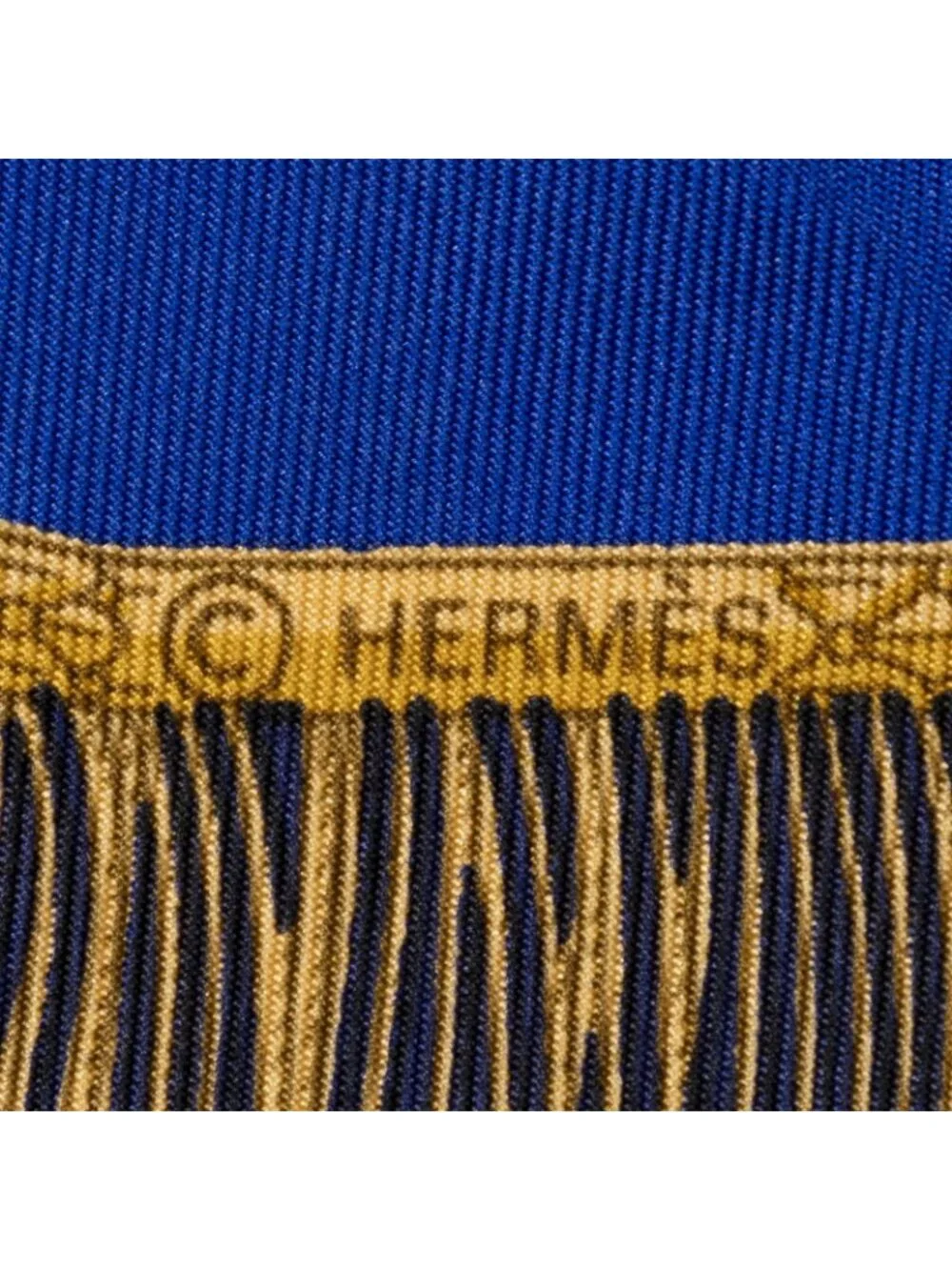 Hermes Scarf Navy Blue Gold Silk
